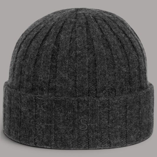 Bonnet en cachemire, couleur anthracite chiné