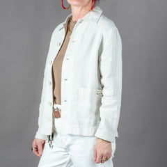 Unisex Jacke Bio Leinen Cropped Light Stone