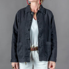 Unisex Jacke Bio Leinen Cropped Deep Black