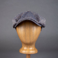 Hatteras Silk Flat Cap in Navy Flame Herringbone