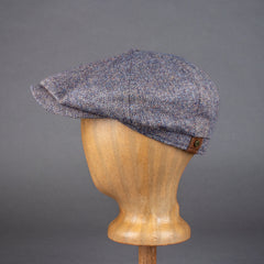 Hatteras Silk Flat Cap in Navy Flame Herringbone