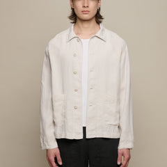 Unisex Jacke Bio Leinen Cropped Light Stone