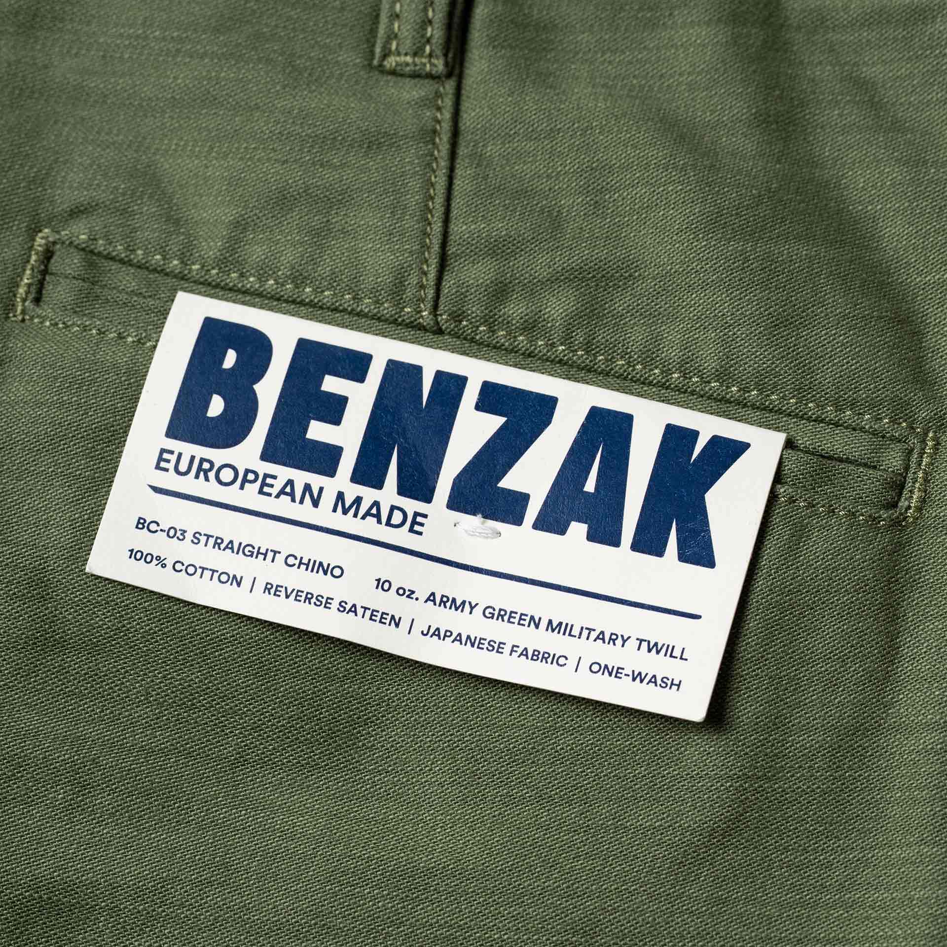 BenzakBC - 03 Straight Chino Military GreenHosenBritish Parts Luzern