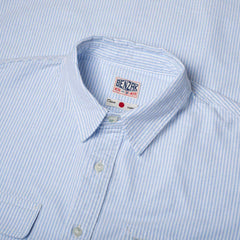 BenzakWorker Shirt, 6 oz., Blue & White Striped Oxford Shirt, British Parts Lucerne