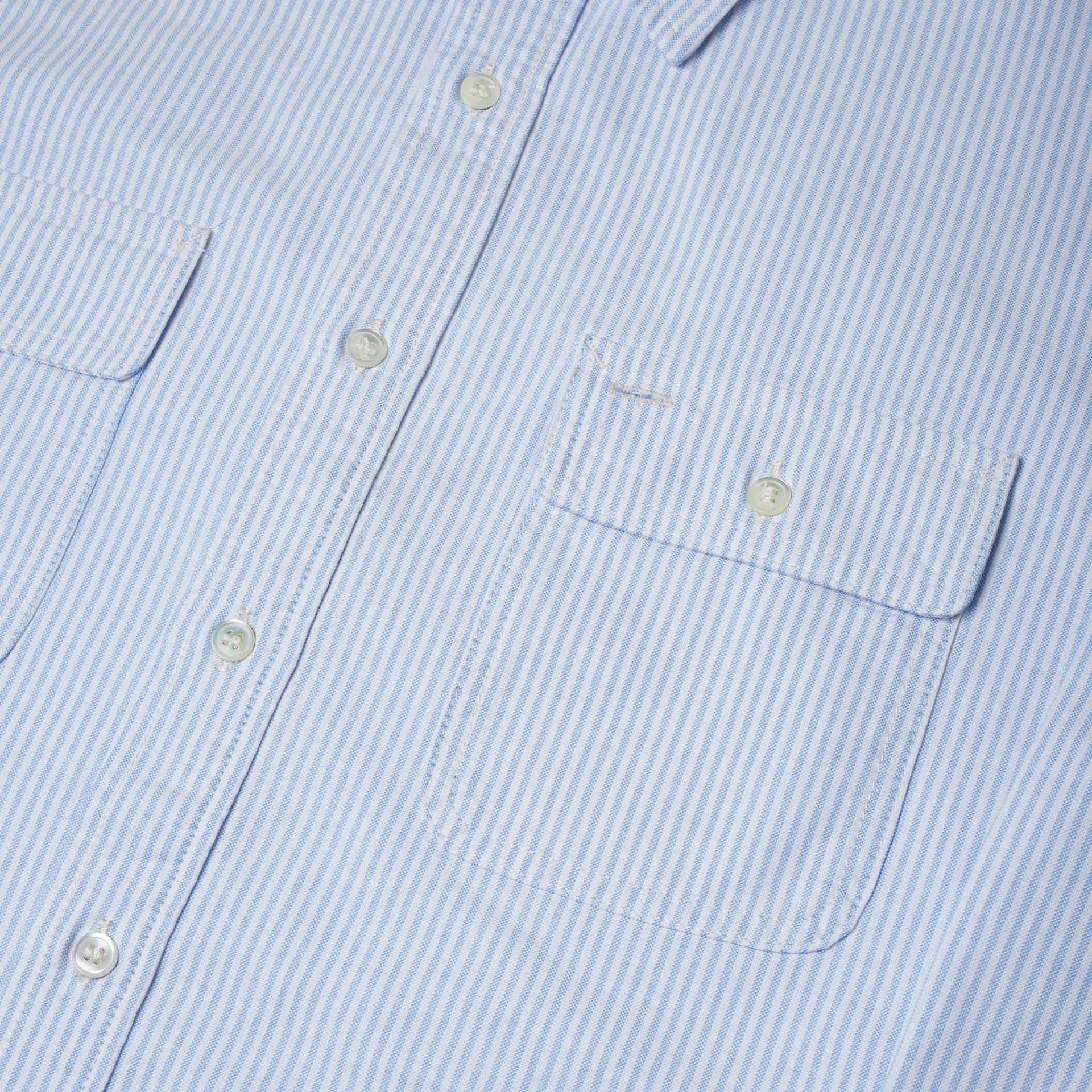 BenzakWorker Shirt, 6 oz., Blue & White Striped Oxford Shirt, British Parts Lucerne