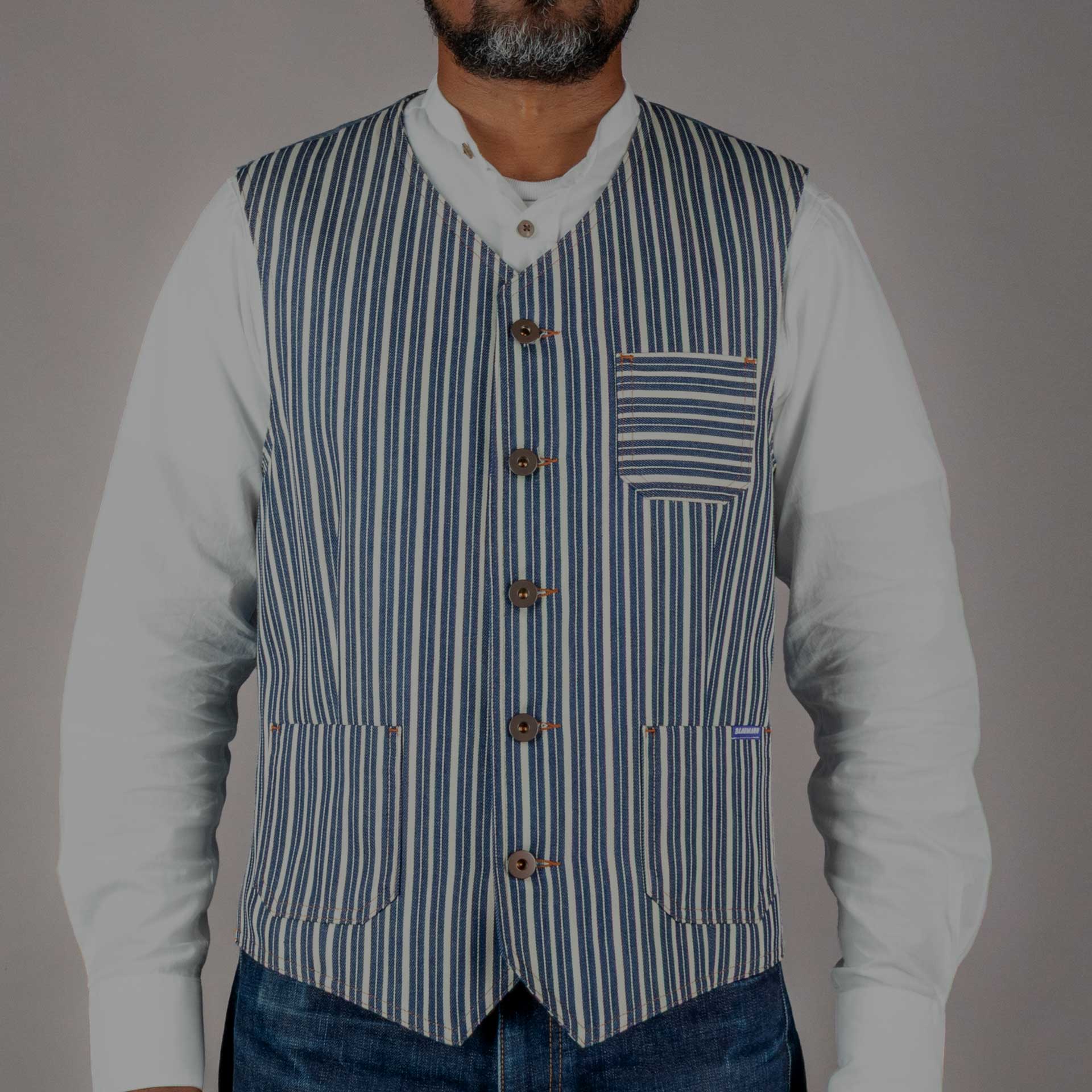 Blaumann JeanshosenHickory Streifen breit blau weissWesteBritish Parts Luzern