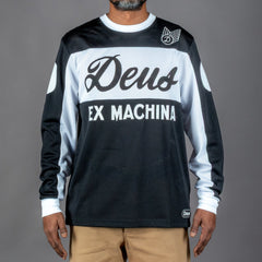 Deus Ex Machina Saber Moto Jersey in Black T-Shirt British Parts Lucerne