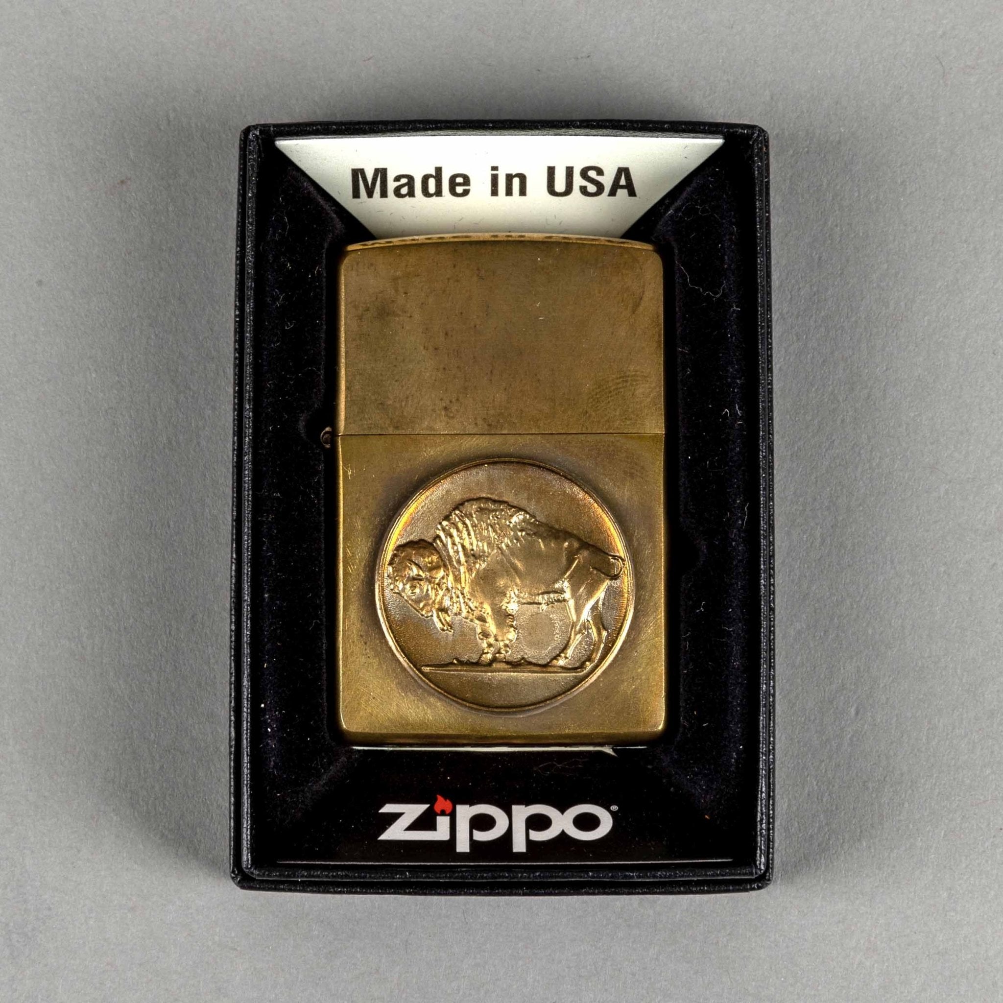 FeinschmuckZippo Büffel BronzeFeuerzeugBritish Parts Luzern