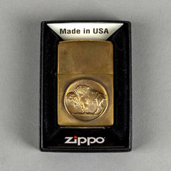 FeinschmuckZippo Büffel BronzeFeuerzeugBritish Parts Luzern