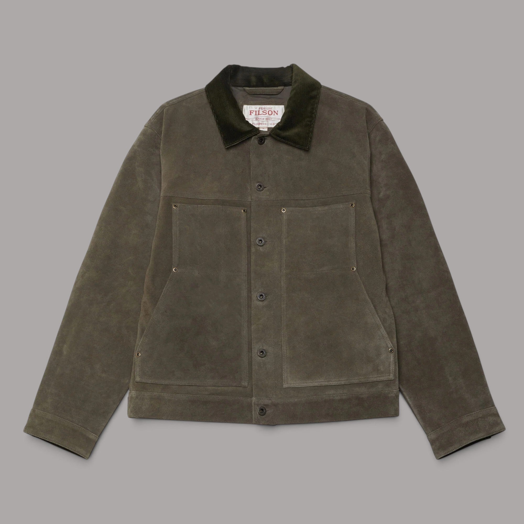 Filson Suede Short Cruiser Jacket - Otter Green Jackets British Parts Lucerne