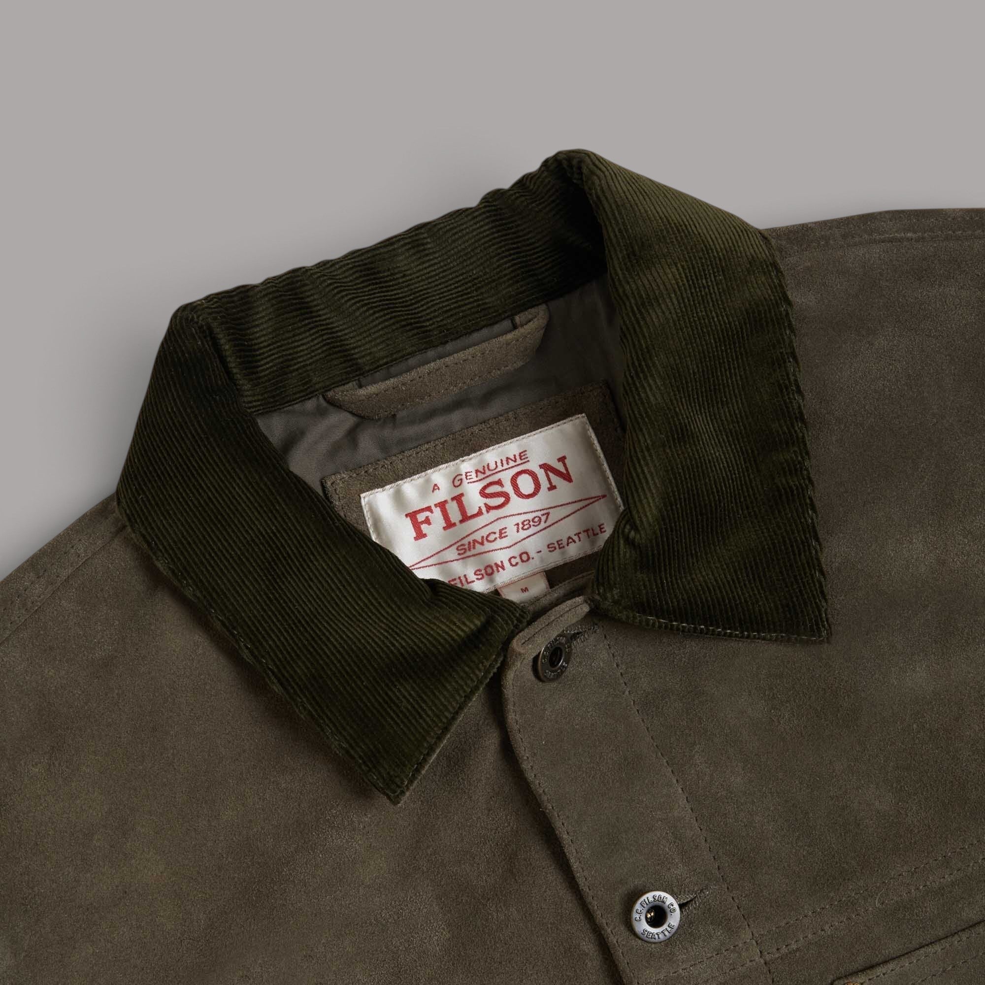 Filson Suede Short Cruiser Jacket - Otter Green Jackets British Parts Lucerne