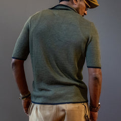 G.R.P.2 Buttons Polo Short-Sleeve Green - Blue T-Shirt British Parts Lucerne