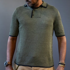 G.R.P.2 Buttons Polo Short-Sleeve Green - Blue T-Shirt British Parts Lucerne