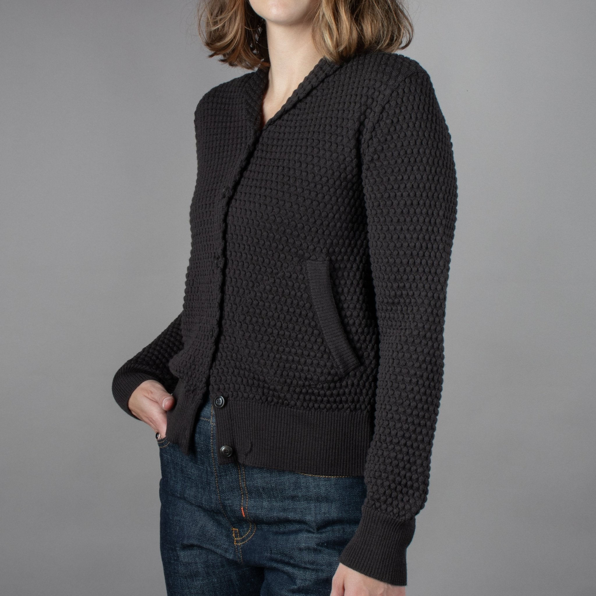 G.R.P.Damen Strickjacke mit Schalkragen BraunStrickjackeBritish Parts Luzern