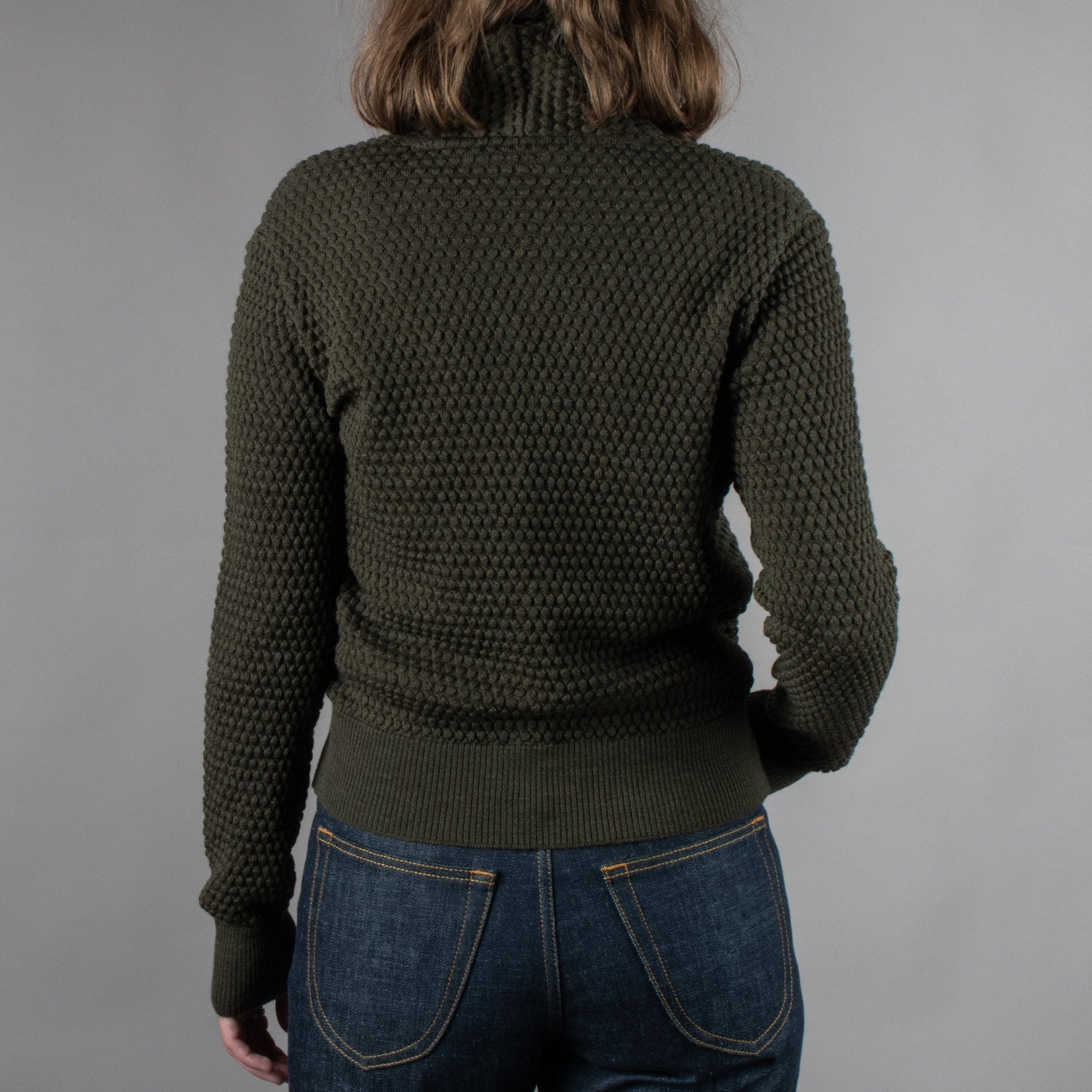 G.R.P.Damen Strickjacke mit Schalkragen GrünStrickjackeBritish Parts Luzern
