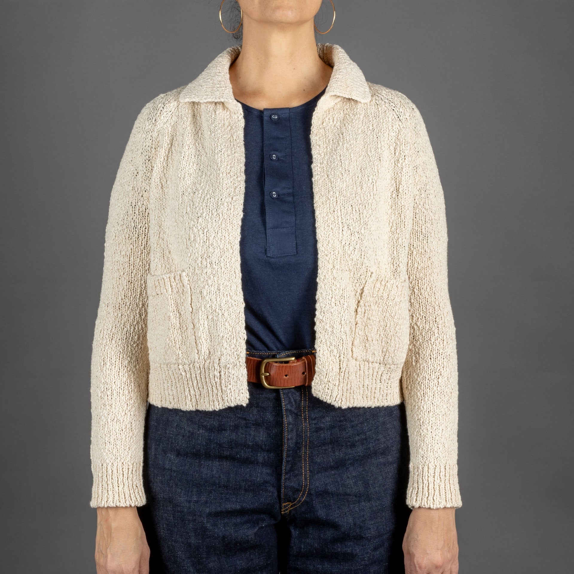 G.R.P.Women Cardigan EcruStrickjackeBritish Parts Luzern