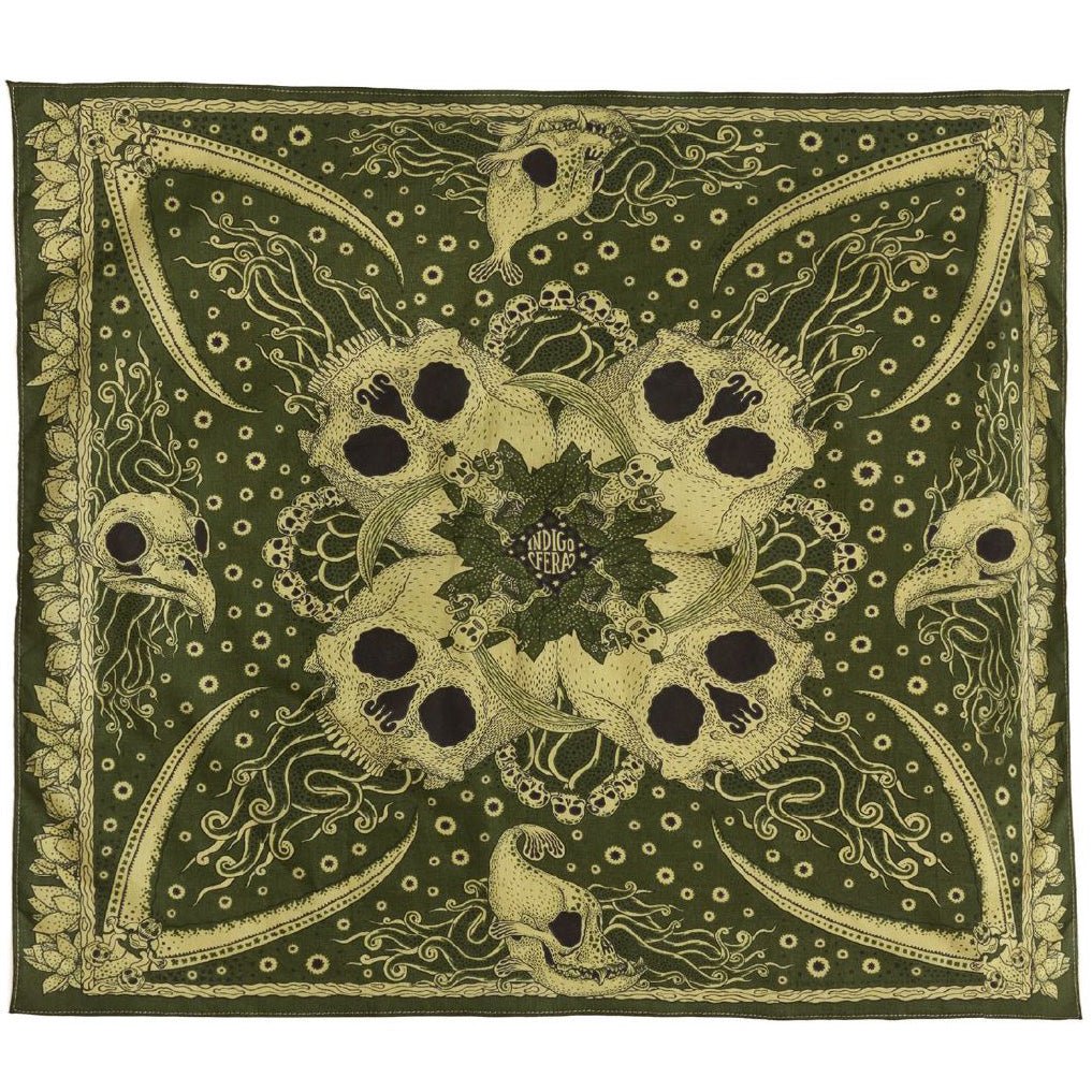 IndigoferaIndigofera Skull Bandana GreenHalstuchBritish Parts Luzern