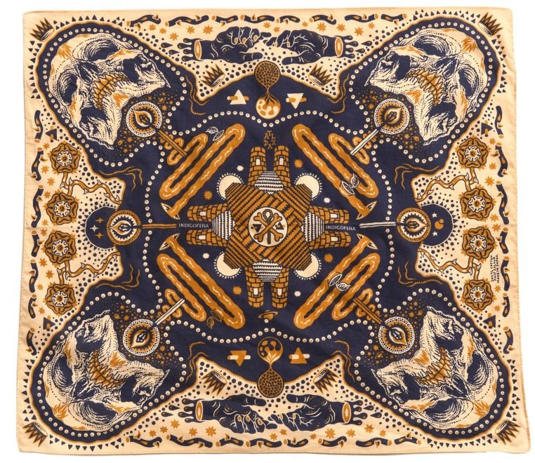 IndigoferaTarot XIII Bandana Offwhite / BlueHalstuchBritish Parts Luzern