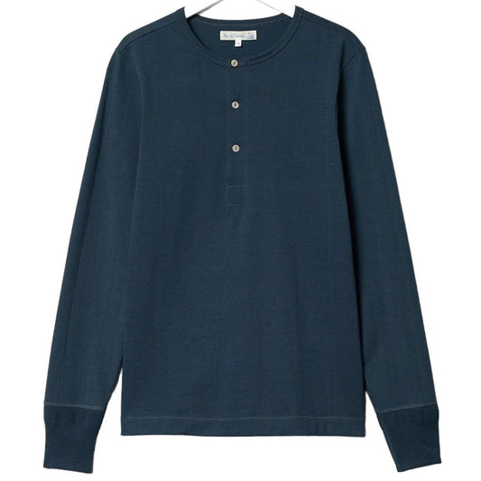 Merz b. Schwanen206 Camicia con abbottonatura blu mineraleHenleyBritish Parts Lucerna