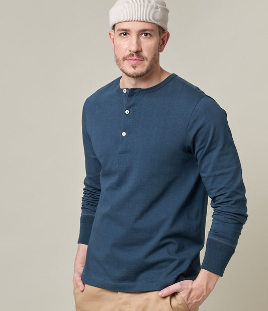 Merz b. Schwanen206 Camicia con abbottonatura blu mineraleHenleyBritish Parts Lucerna