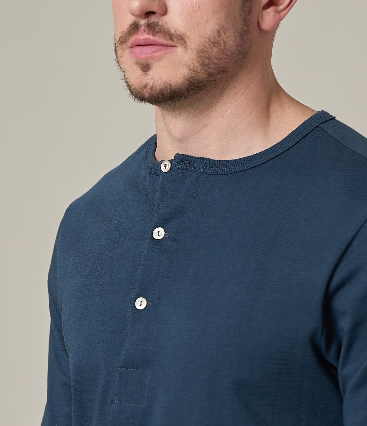 Merz b. Button-down Shirt, Mineral Blue Henley British Parts Lucerne