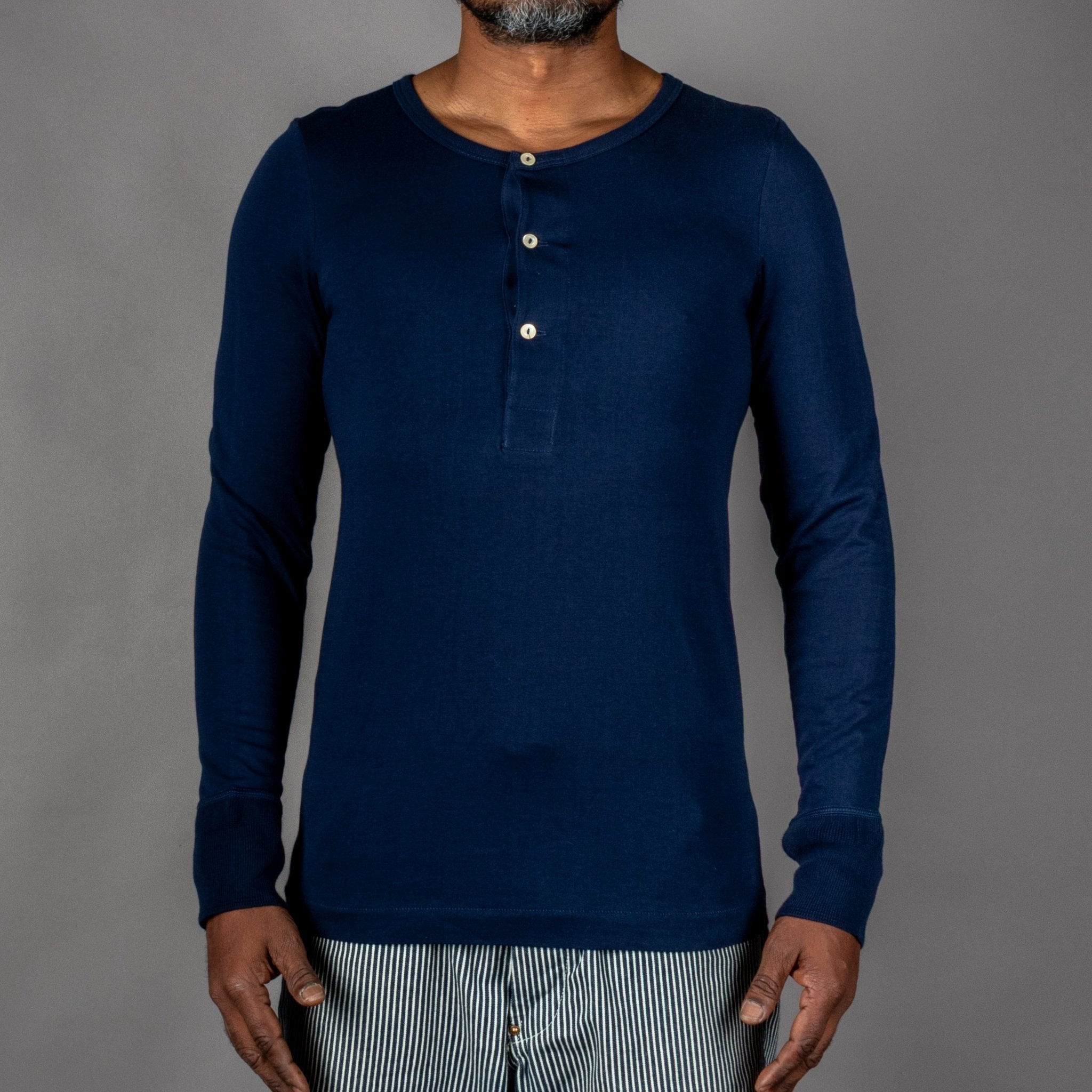 Merz b. Button-down Shirt, Ink Blue Henley British Parts Lucerne