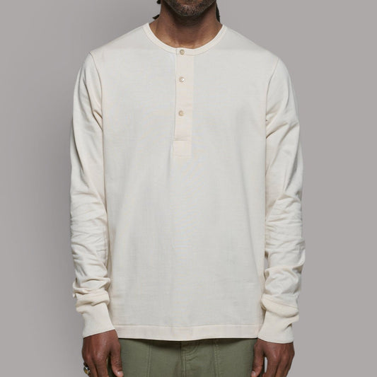 Merz b. Schwanen2M06 Mid-Century Machine Refined Fit Long Sleeve Henley NatureHenleyBritish Parts Luzern