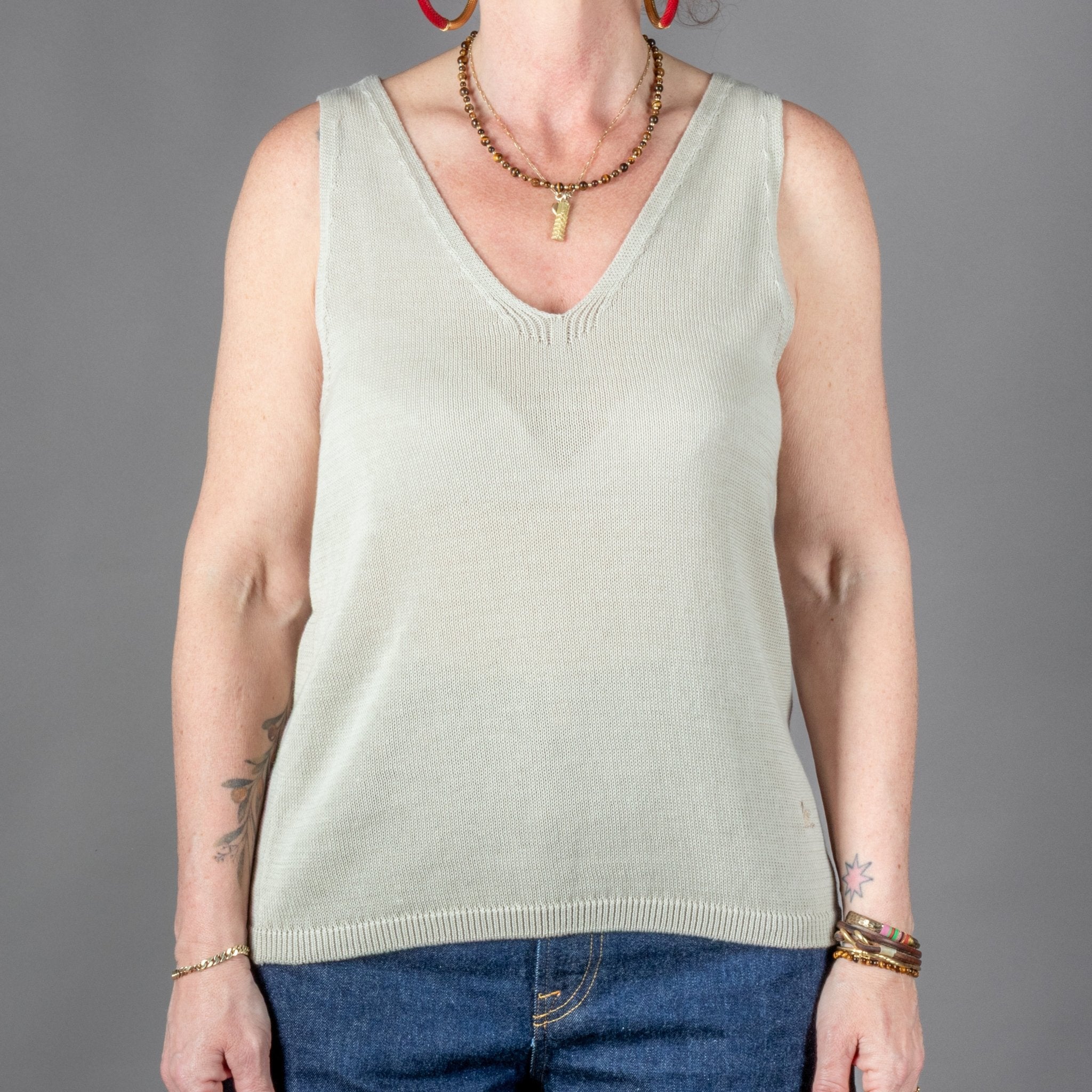 Merz près de Schwanen - Débardeur en maille pour femme couleur sable - T-shirt British Parts Lucerne