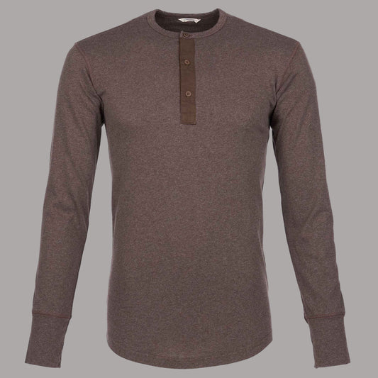 Pike Brothers1927 Henley Shirt long sleeve brown melangeHenleyBritish Parts Luzern