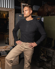 Pike Brothers1936 Waffle Shirt Iron GreyHenleyBritish Parts Luzern