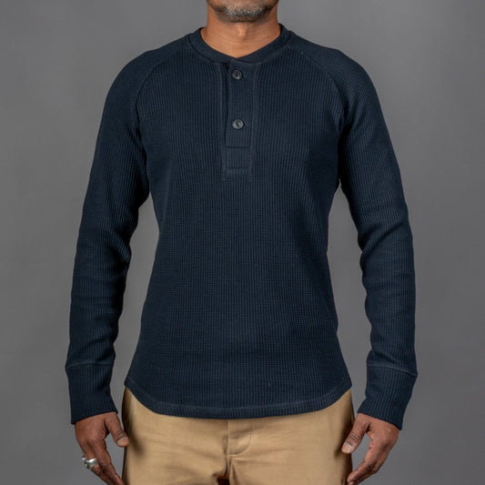 Pike Brothers1936 Waffle Shirt schwarzHenleyBritish Parts Luzern