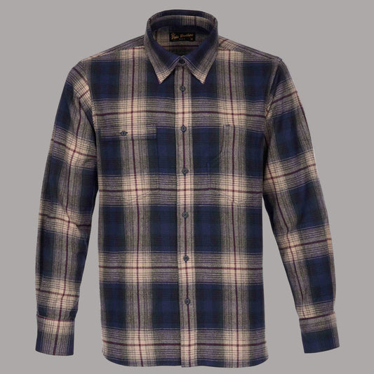 Pike Brothers1937 Roamer Shirt Flannel Blue Beige CheckHemdBritish Parts Luzern