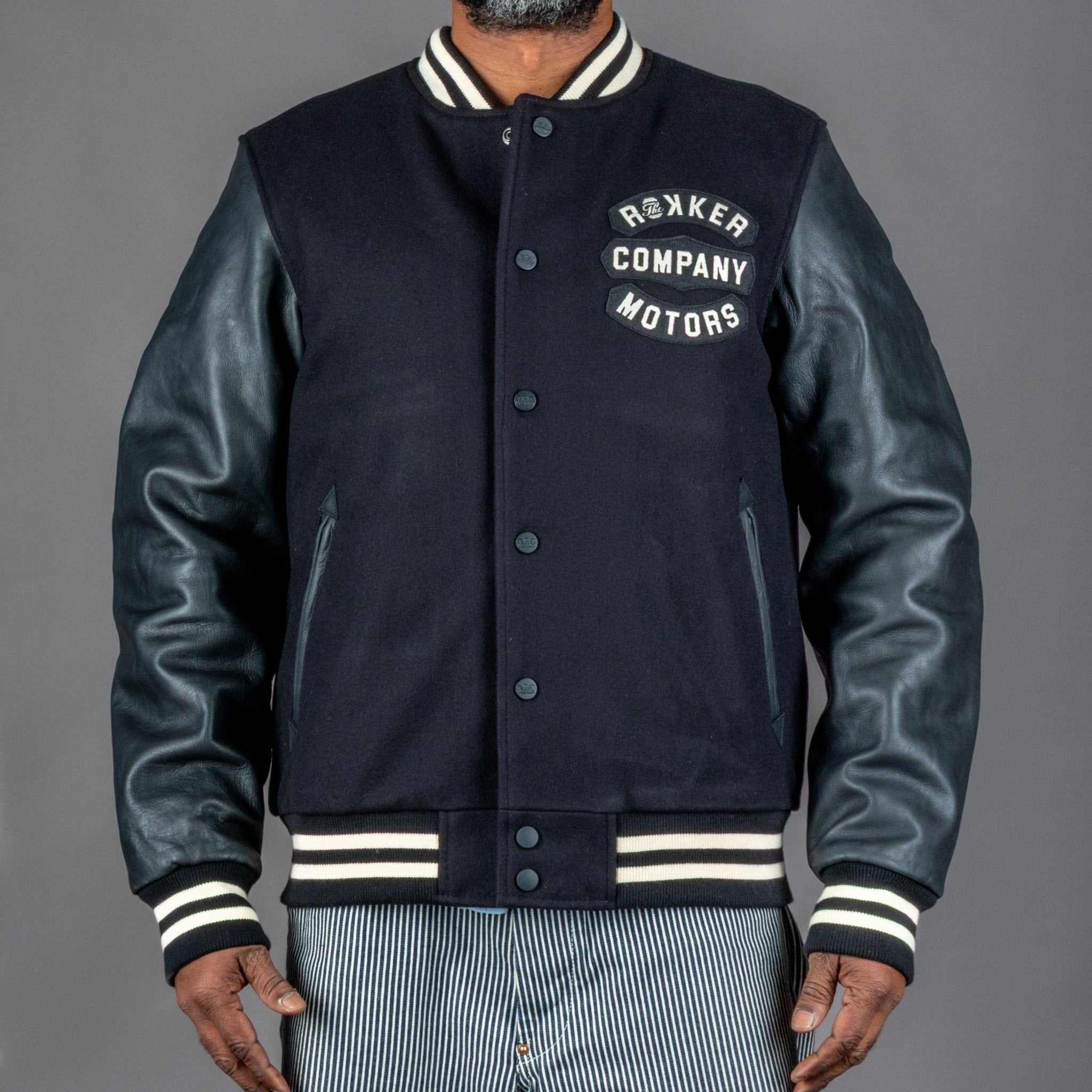 RokkerCollege Jacket Black / White MotorradjackeMotorradjackeBritish Parts Luzern