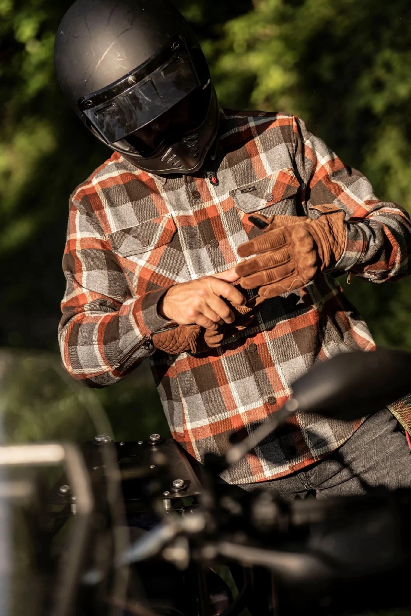 Rokker Memphis Rider Shirt Red/Grey Motorcycle Jacket British Parts Lucerne