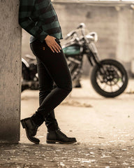 RokkerSky Women's Motorcycle Jeans Black Motorcycle Pants British Parts Lucerne