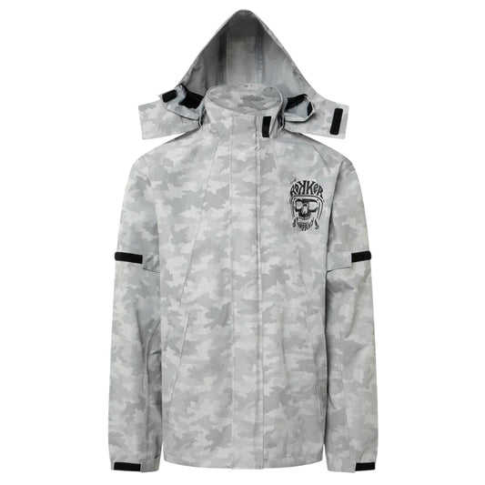 RokkerTRC Rain Set Camo Reflective Grey Motorcycle Jacket British Parts Lucerne