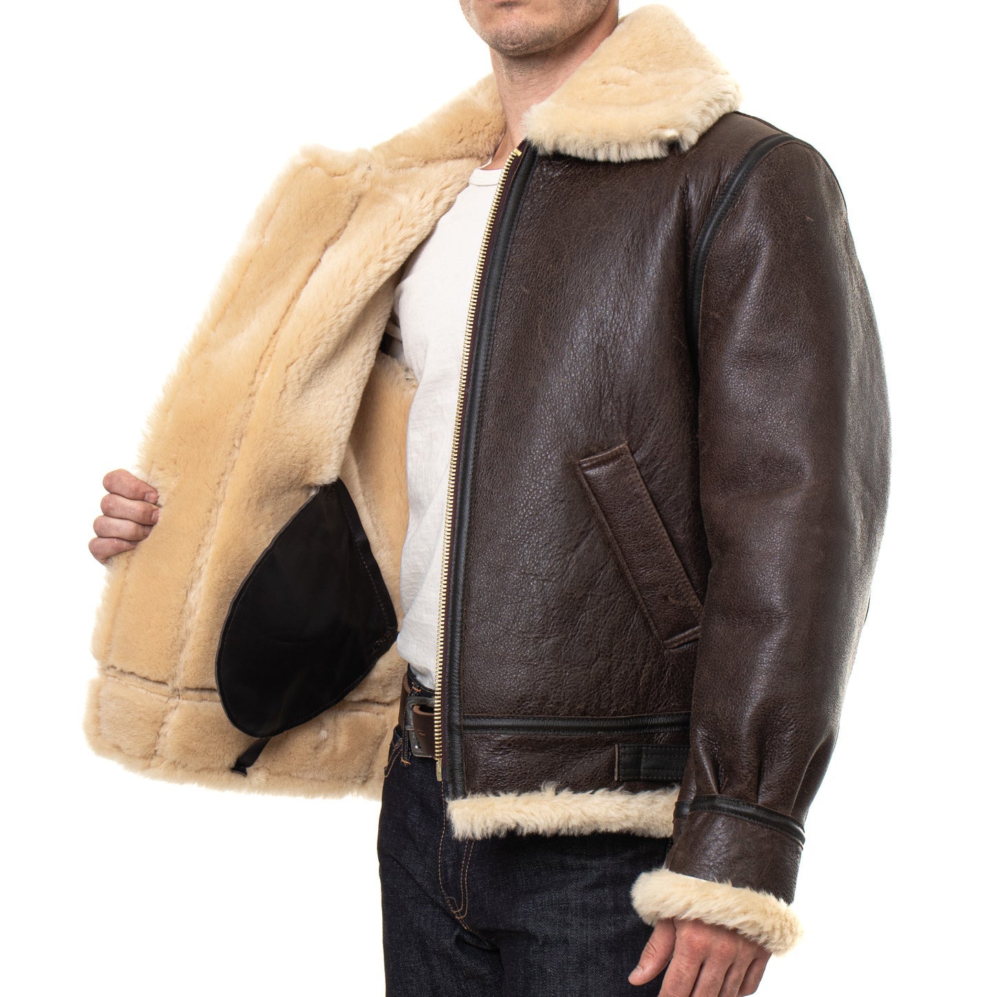 Schott NYCB - 3 Bomber Lederjacke braunLederjackeBritish Parts Luzern