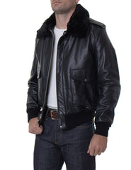A-2 aviator leather jacket black