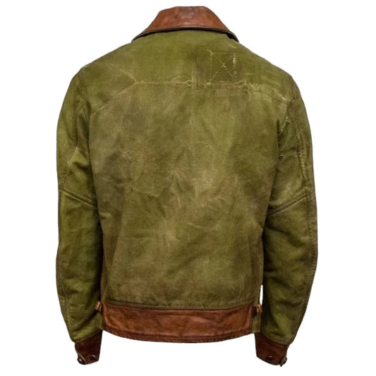 Canvas jacket with buffalo leather