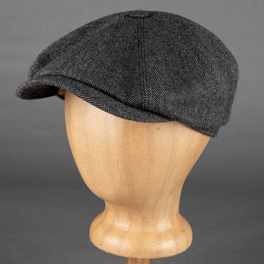 Hatteras Flat Cap Sustainable Cashmere Herringbone Pattern