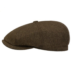 Hatteras wool/linen flat cap mud colored