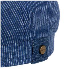 Hatteras linen stripes flat cap blue with white stripes