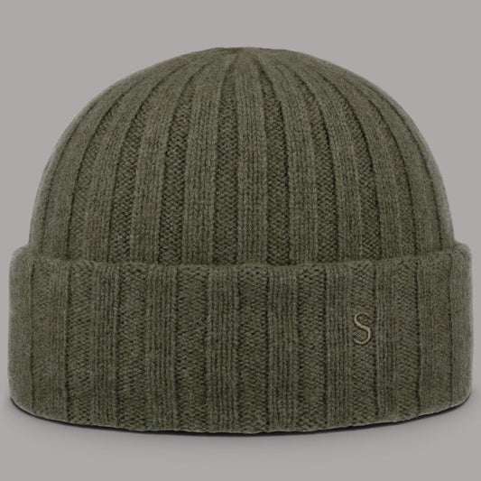 Bonnet en cachemire vert mousse