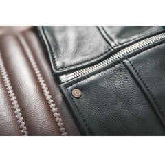 '76 Cafe Racer motorcycle leather jacket in black