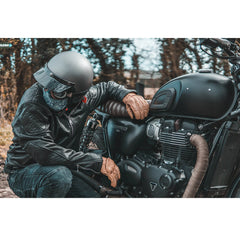 '76 Cafe Racer Motorradlederjacke in schwarz