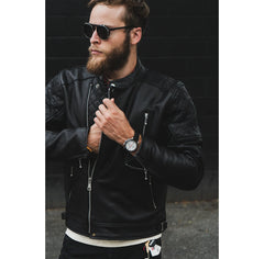 Bobber motorcycle leather jacket in black