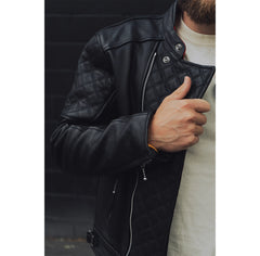 Bobber motorcycle leather jacket in black