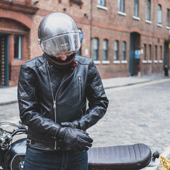 Bobber motorcycle leather jacket in black