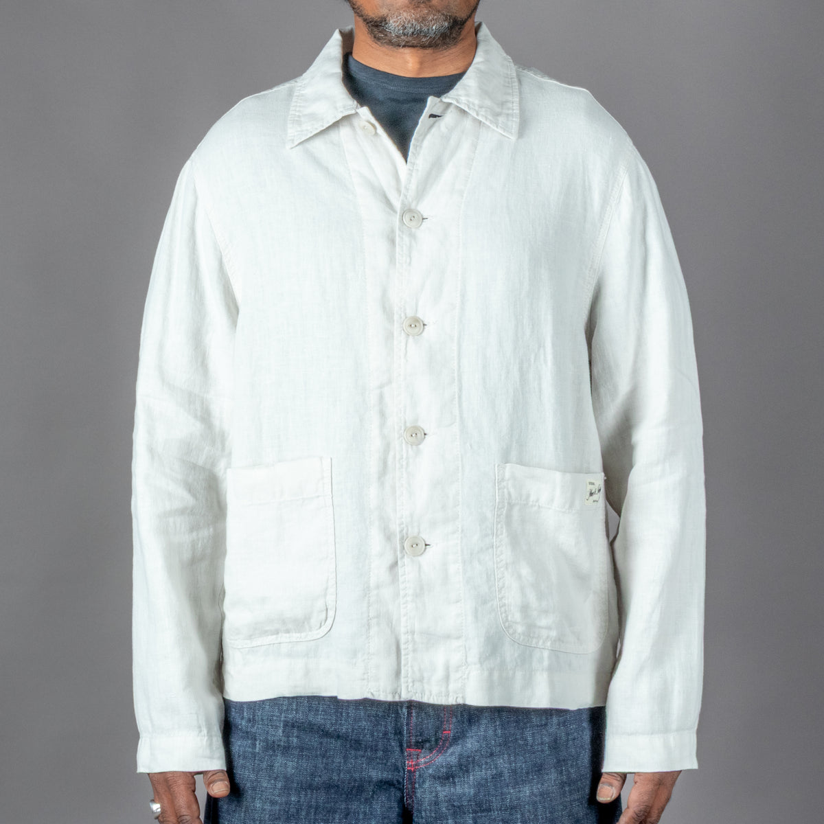 Unisex Jacke Bio Leinen Cropped Light Stone