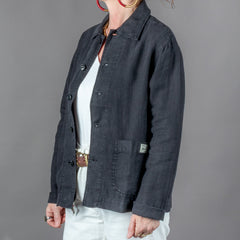 Unisex Jacke Bio Leinen Cropped Deep Black